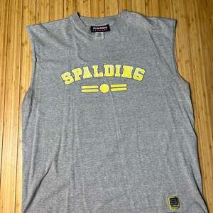 Vintage Spalding Basketball Gray Muscle Tank Top